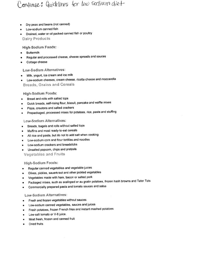 Low Sodium Guidelines